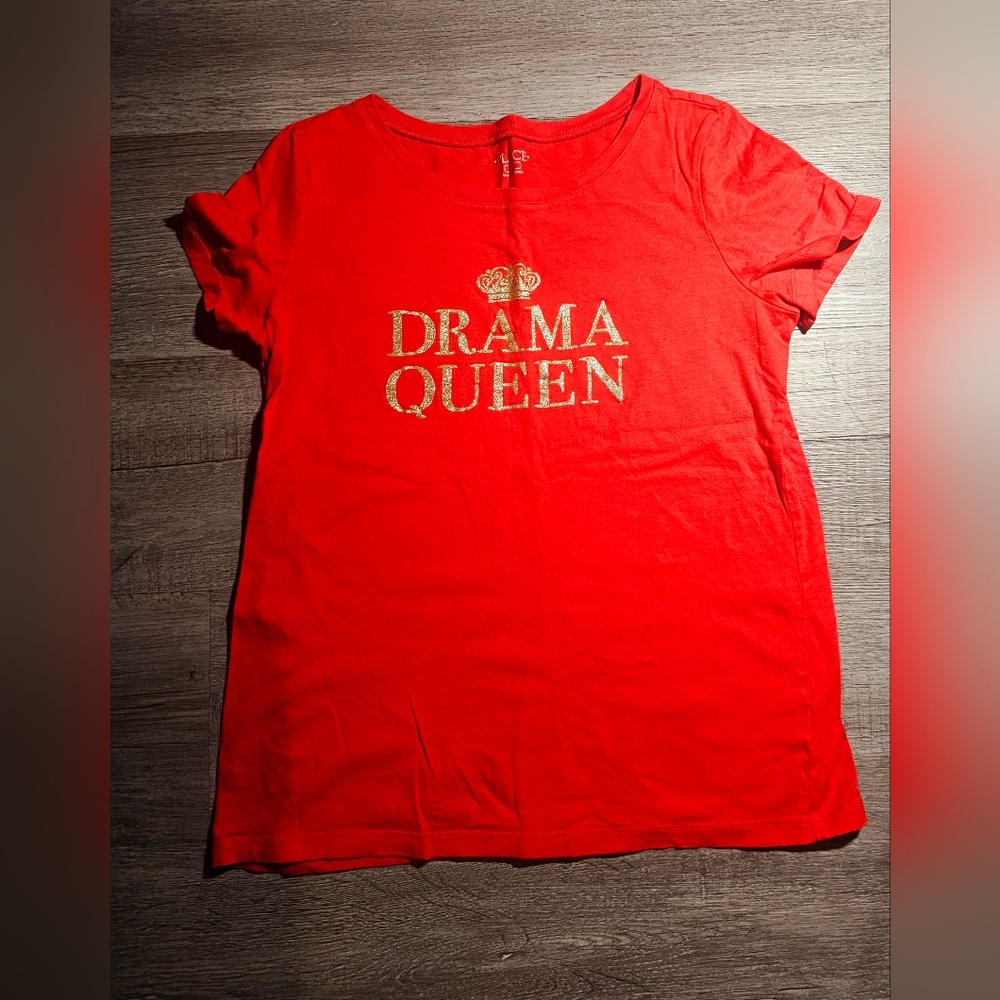 Girls small drama queen red and gold children's place tshirt blouse